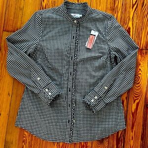 Vineyard Vines Holiday Gingham Ruffle Button Down Shirt Jet Black 8